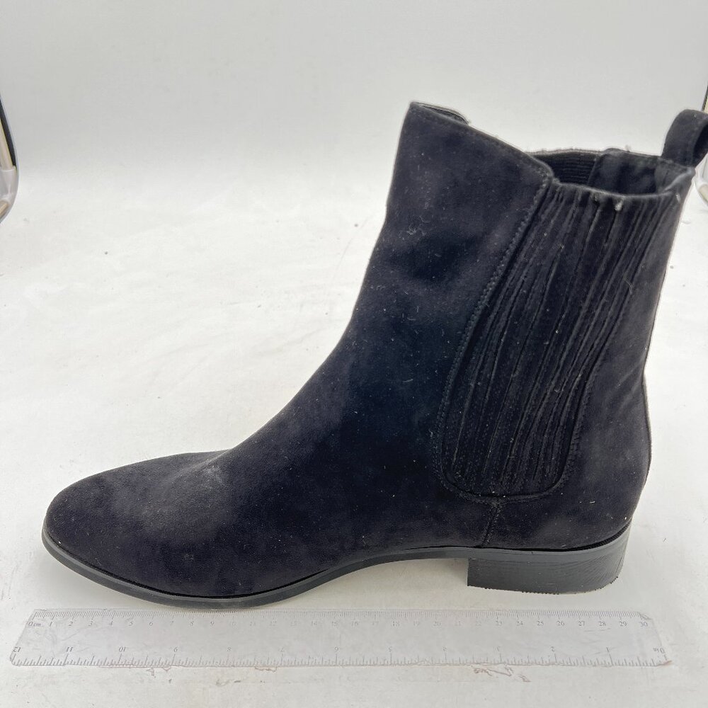 Black Suede Retro Elastic Low Chunky Block Heel P… - image 1